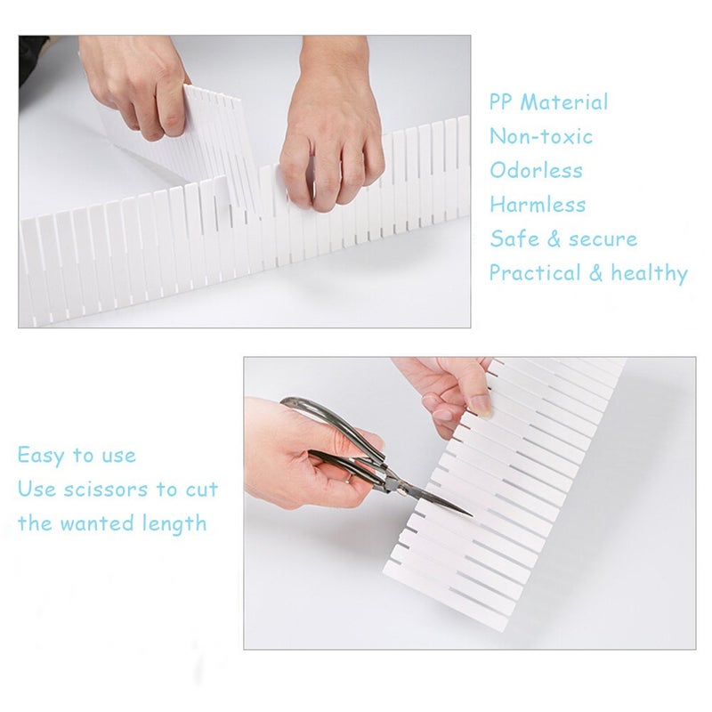 Onerbuy 8pcs Adjustable Grid Drawer Dividers DIY Plastic Closet Separator Tidy Organizer Container for Underwear Socks Belt Office Supplies(White) - Image 4